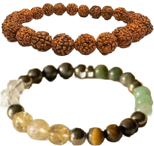 Multiagate_Pyrite,_Stone,_Green_Aventurine,_Amethyst,_Crystal,_Tiger's_Eye,_Rudraksha,_Citrine,_Green_Jade_Bracelet_Set_(Pack_of_2)