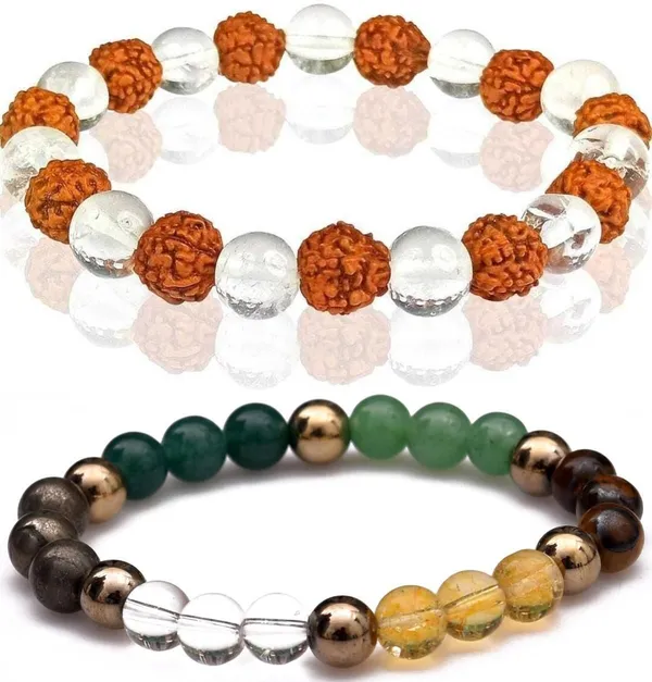 Multiagate_Pyrite,_Green_Aventurine,_Crystal,_Tiger's_Eye,_Rudraksha,_Citrine,_Clear_Quartz_Bracelet_Set_(Pack_of_2)