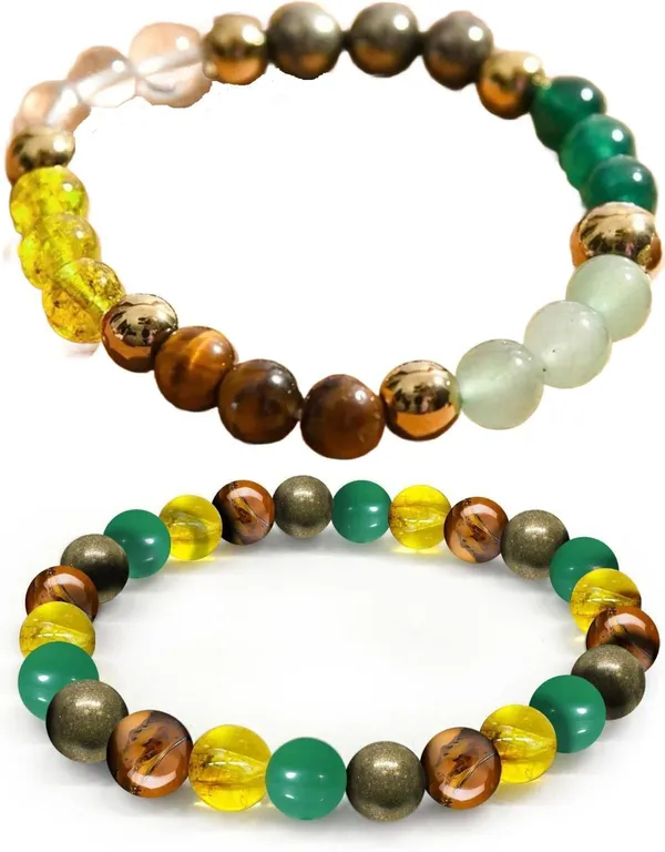 Multiagate_Pyrite,_Stone,_Green_Aventurine,_Tiger's_Eye,_Citrine_Bracelet_Set_(Pack_of_2)