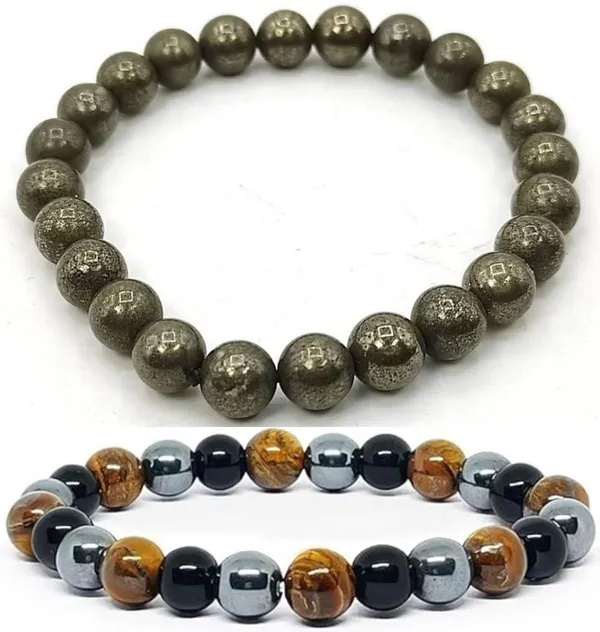 Multiagate_Pyrite,_Crystal,_Tiger's_Eye,_Black_Obsidian_Bracelet_Set_(Pack_of_2)