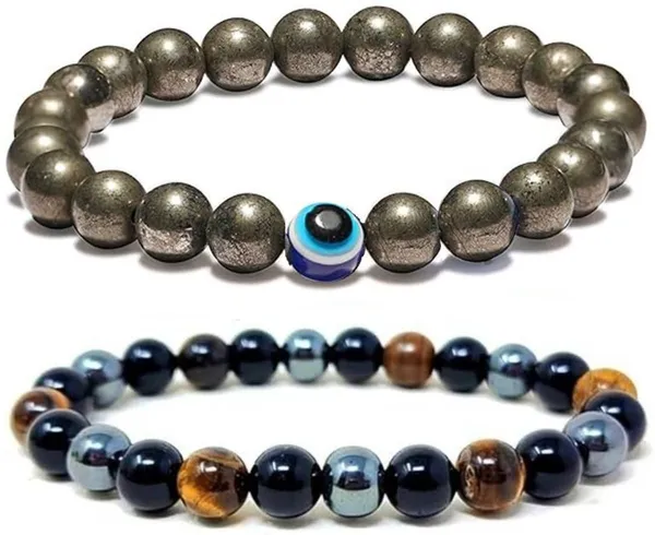 Multiagate_Stone,_Tiger's_Eye,_Black_Obsidian_Bracelet_Set_(Pack_of_2)