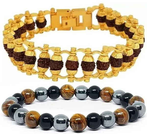 Multiagate_Crystal,_Tiger's_Eye,_Rudraksha,_Black_Obsidian_Bracelet_Set_(Pack_of_2)