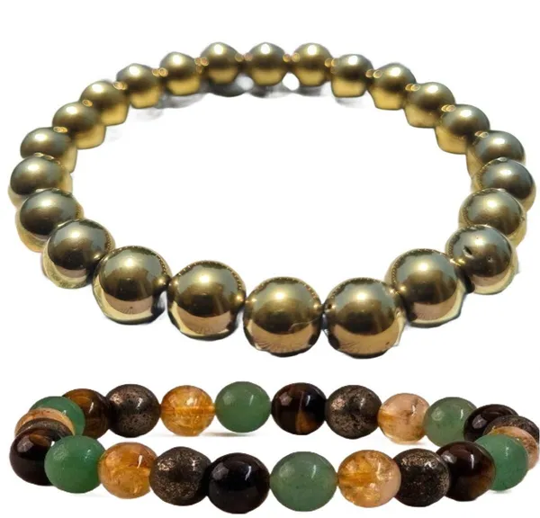 Multiagate_Stone,_Golden_Pyrite_Bracelet_Set_(Pack_of_2)