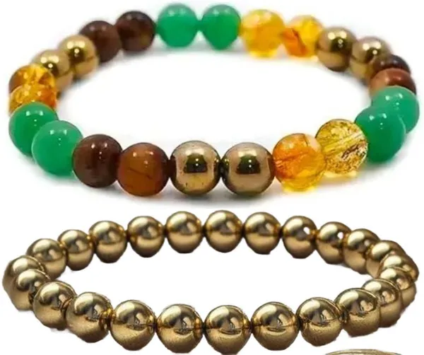 Multiagate_Pyrite,_Green_Aventurine,_Tiger's_Eye,_Citrine_Bracelet_Set_(Pack_of_2)
