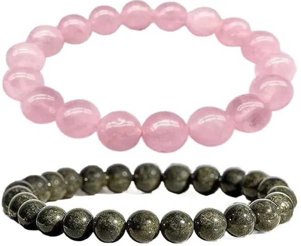 Multiagate_Pyrite,_Rose_Quartz_Bracelet_Set_(Pack_of_2)