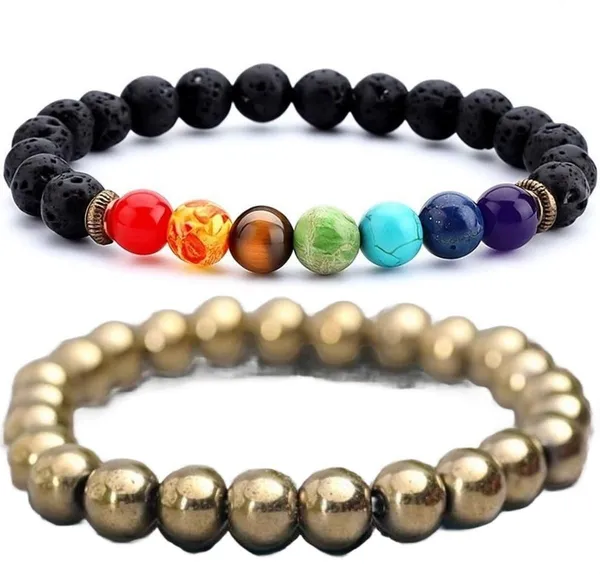 Multiagate_Pyrite,_Stone,_Green_Aventurine,_Amethyst,_Tiger's_Eye,_Citrine,_Turquoise,_7_Chakra,_Green_Jade_Bracelet_Set_(Pack_of_2)