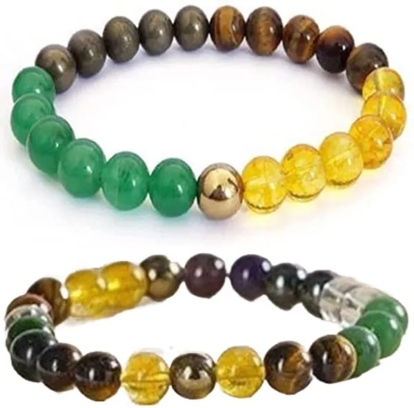 Multiagate_Pyrite,_Hematite,_Green_Aventurine,_Amethyst,_Crystal,_Tiger's_Eye,_Citrine_Bracelet_Set_(Pack_of_2)