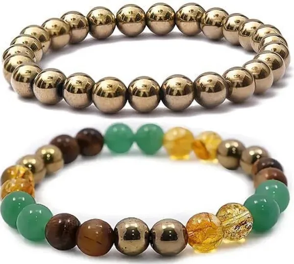 Multiagate_Pyrite,_Green_Aventurine,_Citrine_+_Golden,_Golden_Pyrite,_Crystal,_Tiger's_Eye_Bracelet_Set_(Pack_of_2)