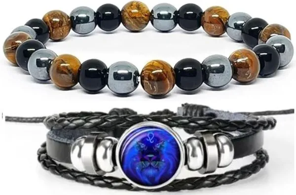 Multiagate_Crystal,_Tiger's_Eye,_Leather,_Black_Obsidian_Bracelet_Set_(Pack_of_2)