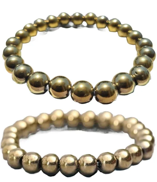 Multiagate_Pyrite,_Golden_Pyrite_Bracelet_Set_(Pack_of_2)