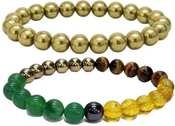 Multiagate_Stone,_Golden_Pyrite_Bracelet_Set_(Pack_of_2)