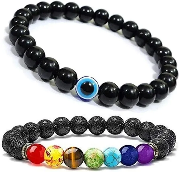 Multiagate_Pyrite,_Stone,_Rose_Quartz,_Amethyst,_Crystal,_Tiger's_Eye,_Lava,_Evil_Eye,_7_Chakra,_Clear_Quartz_Bracelet_Set_(Pack_of_2)