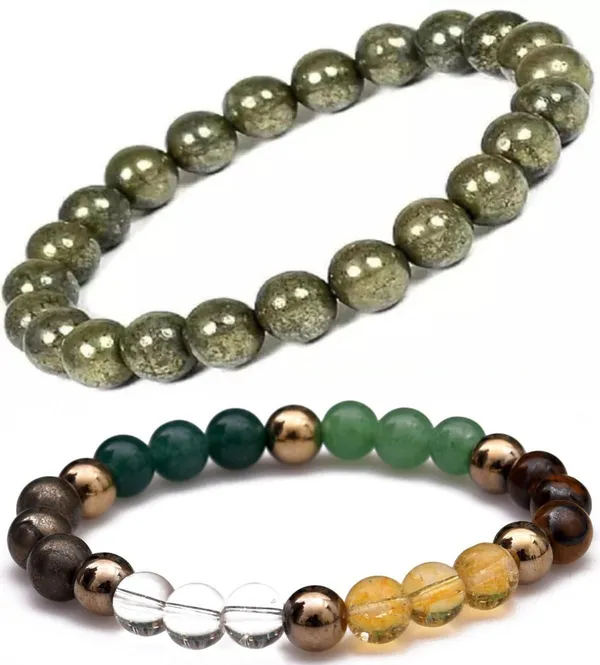 Multiagate_Pyrite,_Green_Aventurine,_Crystal,_Tiger's_Eye,_Citrine_Bracelet_Set_(Pack_of_2)