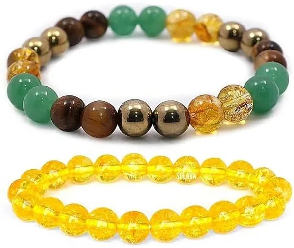 Multiagate_Stone,_Green_Aventurine,_Golden_Pyrite,_Crystal,_Tiger's_Eye,_Citrine_Bracelet_Set_(Pack_of_2)