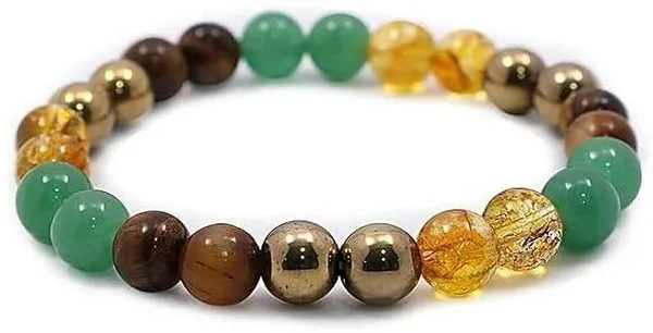 Multiagate_Green_Aventurine,_Golden_Pyrite,_Crystal,_Tiger's_Eye,_Citrine_Bracelet_Set_(Pack_of_2)