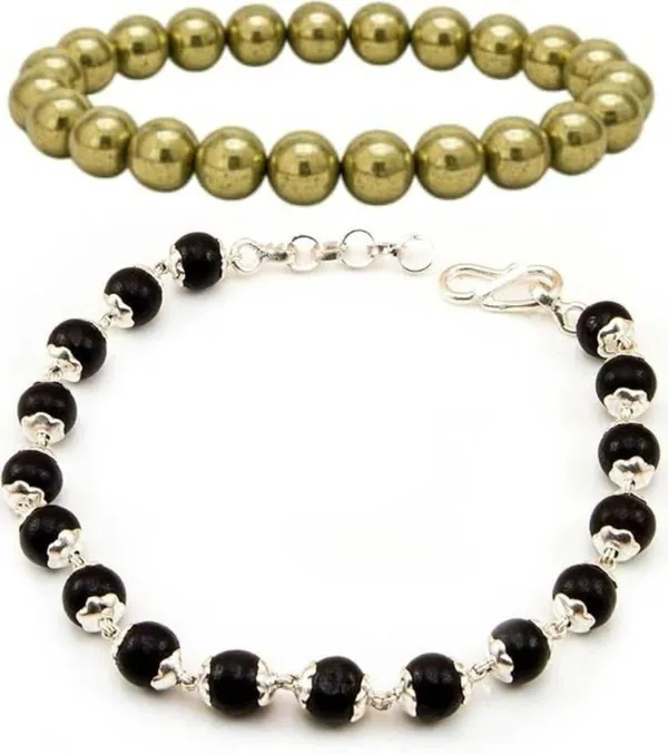 Multiagate_Stone,_Wood,_Golden_Pyrite,_Alloy_Bracelet_Set_(Pack_of_2)