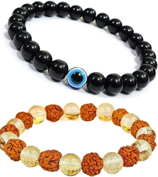 Multiagate_Crystal,_Rudraksha,_Evil_Eye,_Clear_Quartz_Bracelet_Set_(Pack_of_2)