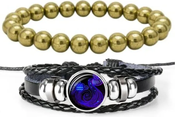 Multiagate_Stone,_Golden_Pyrite,_Leather_Bracelet_Set_(Pack_of_2)