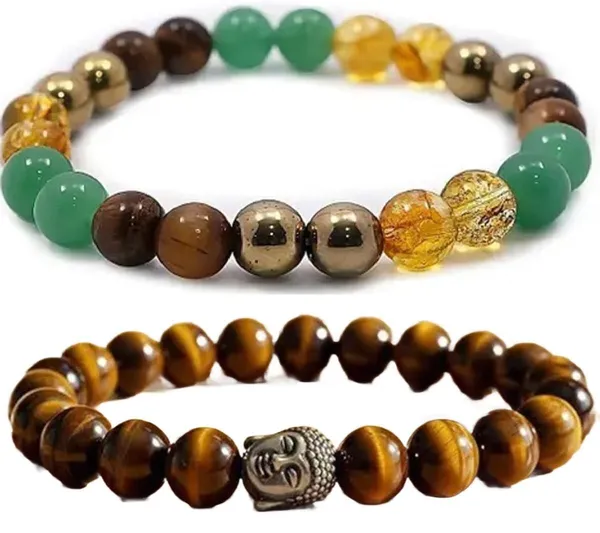 Multiagate_Pyrite,_Green_Aventurine,_Citrine_+_Golden,_Golden_Pyrite,_Crystal,_Tiger's_Eye_Bracelet_Set_(Pack_of_2)