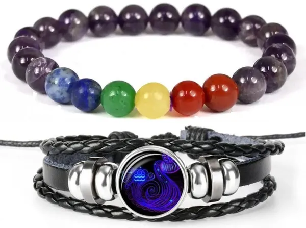 Multiagate_Lapiz_Lazuli,_Stone,_Green_Aventurine,_Amethyst,_Crystal,_7_Chakra,_Red,_Leather,_Black_Obsidian_Bracelet_Set_(Pack_of_2)