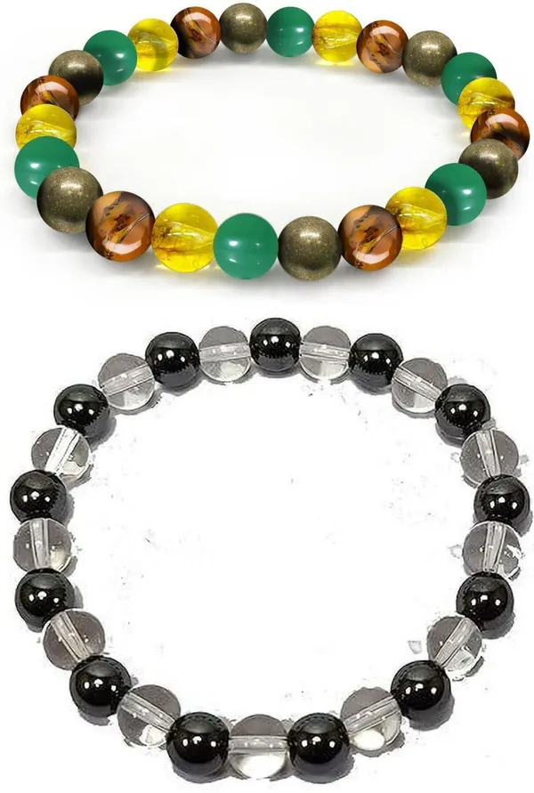 Multiagate_Pyrite,_Green_Aventurine,_Crystal,_Tiger's_Eye,_Citrine_Bracelet_Set_(Pack_of_2)