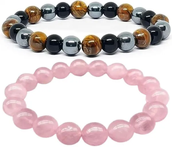 Multiagate_Rose_Quartz,_Crystal,_Tiger's_Eye,_Black_Obsidian_Bracelet_Set_(Pack_of_2)