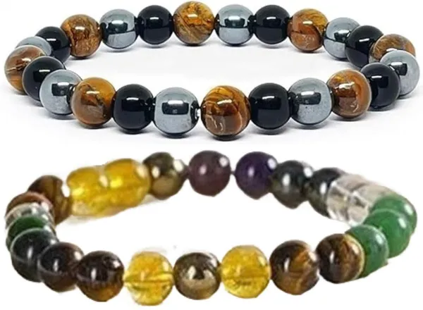 Multiagate_Pyrite,_Hematite,_Green_Aventurine,_Amethyst,_Crystal,_Tiger's_Eye,_Citrine,_Black_Obsidian_Bracelet_Set_(Pack_of_2)