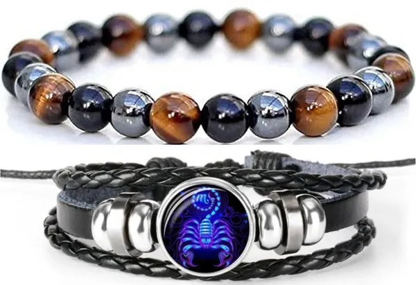 Multiagate_Crystal,_Glass,_Leather_Bracelet_Set_(Pack_of_2)
