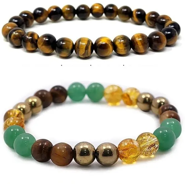 Multiagate_Pyrite,_Stone,_Green_Aventurine,_Crystal,_Golden_Pyrite,_Tiger's_Eye,_Citrine_Bracelet_Set_(Pack_of_2)