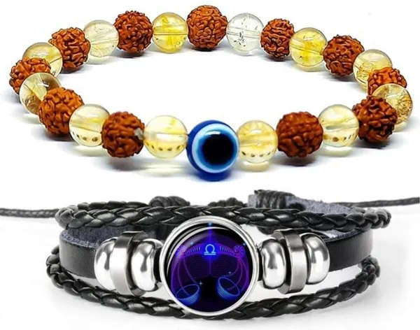 Multiagate_Crystal,_Rudraksha,_Citrine,_Evil_Eye,_Leather_Bracelet_Set_(Pack_of_2)