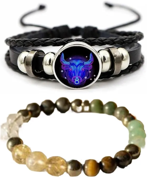 Multiagate_Pyrite,_Stone,_Green_Aventurine,_Amethyst,_Crystal,_Tiger's_Eye,_Citrine,_Leather,_Green_Jade_Bracelet_Set_(Pack_of_2)