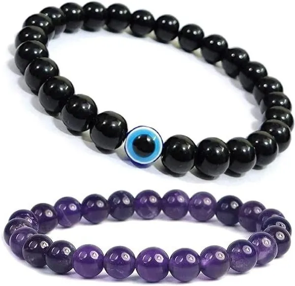 Multiagate_Amethyst,_Evil_Eye_Bracelet_Set_(Pack_of_2)