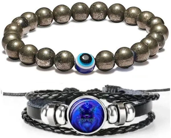 Multiagate_Stone,_Leather_Bracelet_Set_(Pack_of_2)