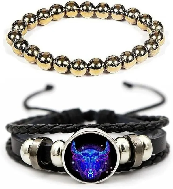 Multiagate_Stone,_Leather_Bracelet_Set_(Pack_of_2)