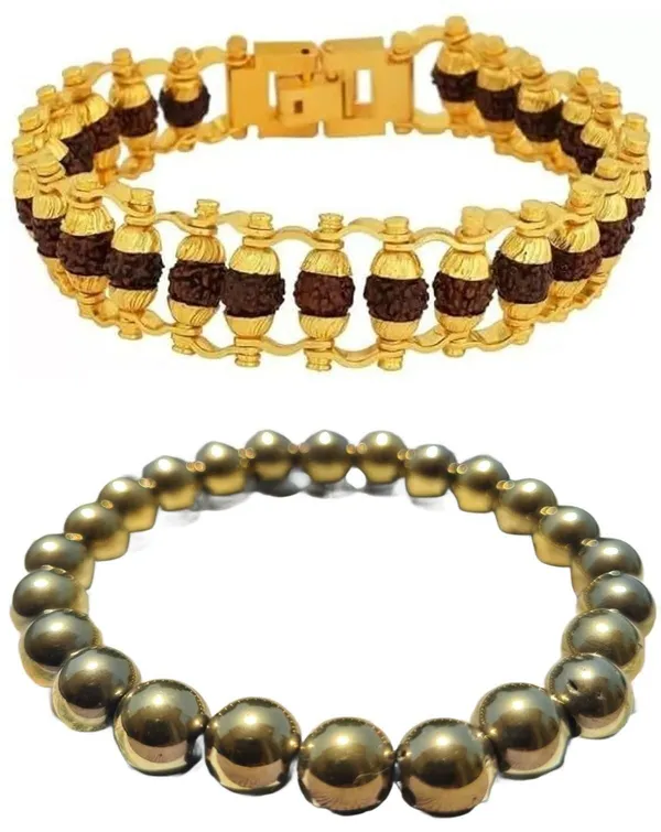 Multiagate_Golden_Pyrite,_Rudraksha_Bracelet_Set_(Pack_of_2)