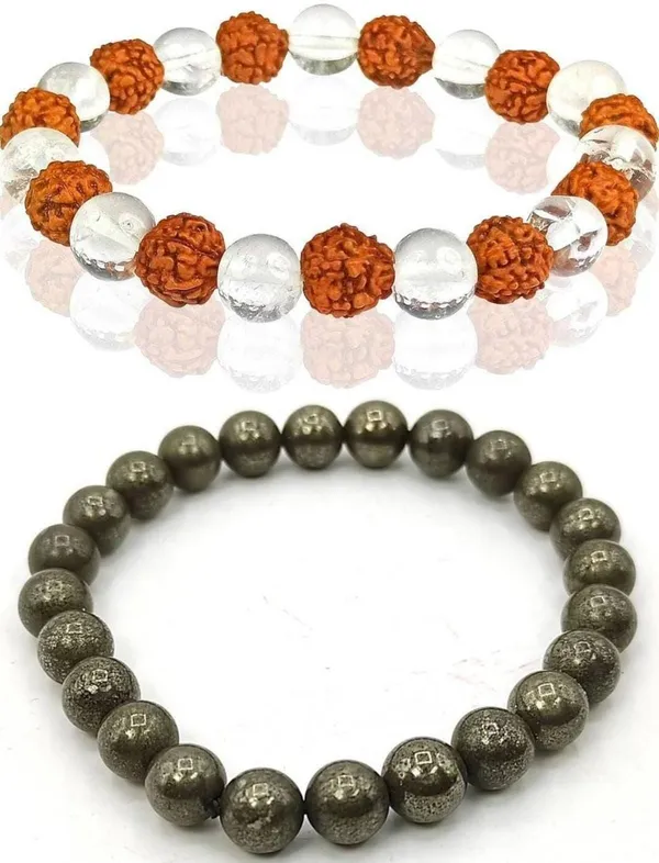 Multiagate_Pyrite,_Rudraksha,_Clear_Quartz_Bracelet_Set_(Pack_of_2)