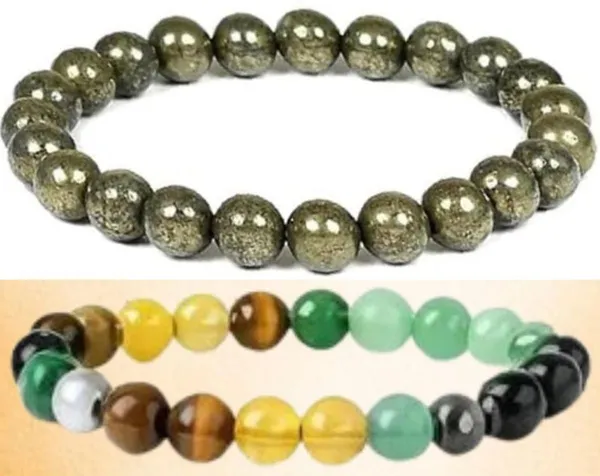 Multiagate_Pyrite,_Green_Aventurine,_Crystal,_Tiger's_Eye,_Citrine,_Clear_Quartz_Bracelet_Set_(Pack_of_2)