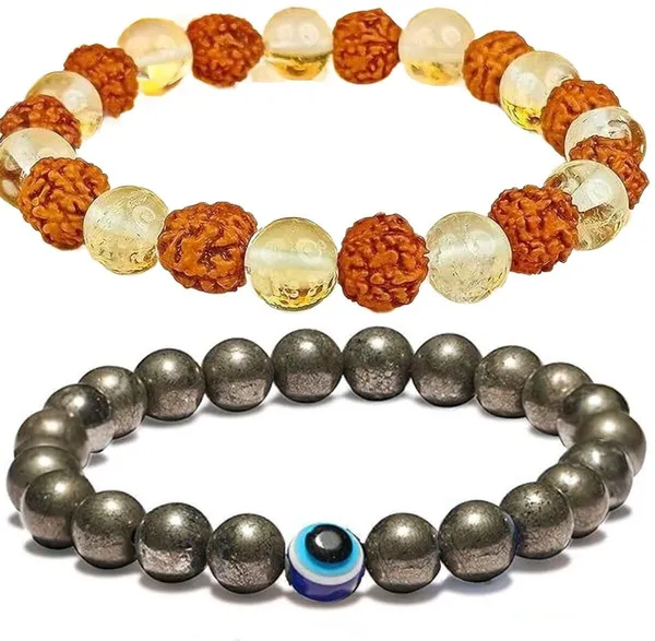 Multiagate_Pyrite,_Stone,_Crystal,_Rudraksha,_Clear_Quartz,_Evil_Eye_Bracelet_Set_(Pack_of_2)