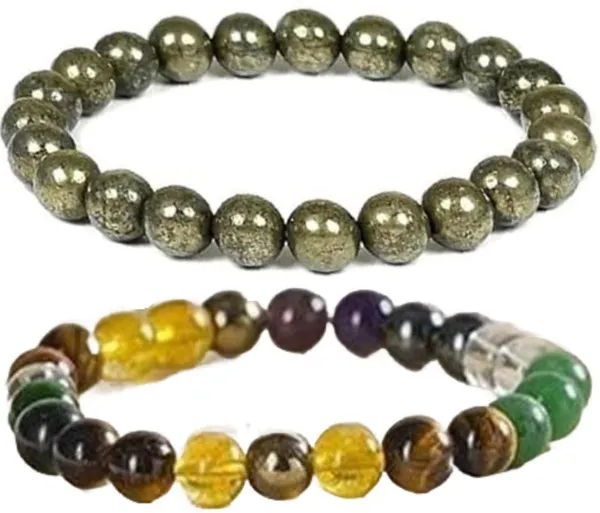 Multiagate_Pyrite,_Hematite,_Green_Aventurine,_Amethyst,_Crystal,_Tiger's_Eye,_Citrine_Bracelet_Set_(Pack_of_2)