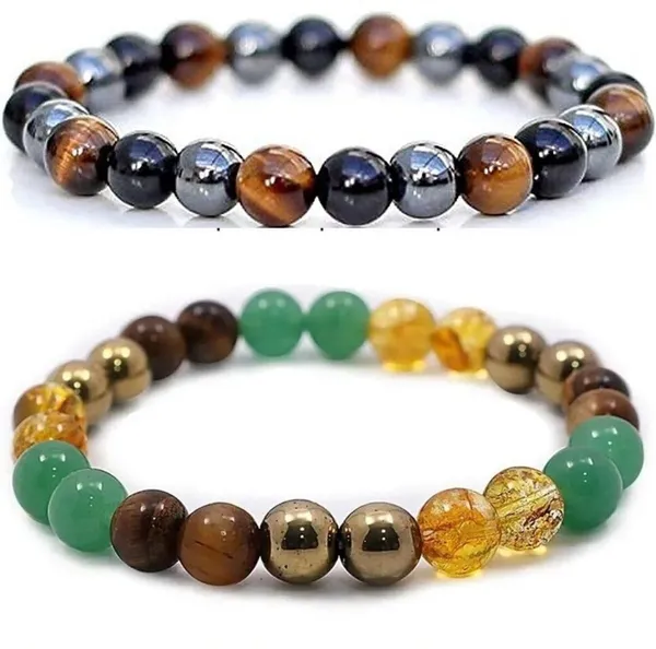 Multiagate_Pyrite,_Green_Aventurine,_Crystal,_Golden_Pyrite,_Tiger's_Eye,_Glass,_Citrine_Bracelet_Set_(Pack_of_2)