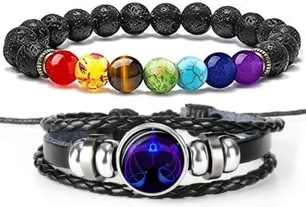 Multiagate_Pyrite,_Stone,_Rose_Quartz,_Amethyst,_Crystal,_Tiger's_Eye,_Lava,_7_Chakra,_Clear_Quartz,_Leather_Bracelet_Set_(Pack_of_2)