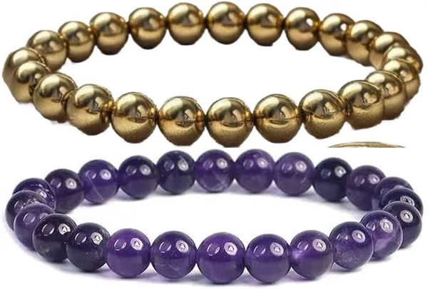 Multiagate_Pyrite,_Amethyst_Bracelet_Set_(Pack_of_2)