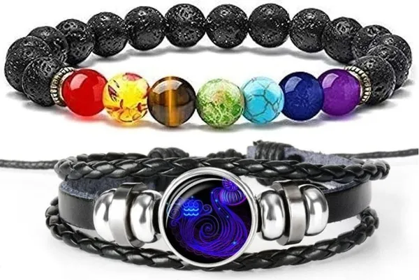 Multiagate_Pyrite,_Stone,_Rose_Quartz,_Amethyst,_Crystal,_Tiger's_Eye,_Lava,_7_Chakra,_Clear_Quartz,_Leather_Bracelet_Set_(Pack_of_2)