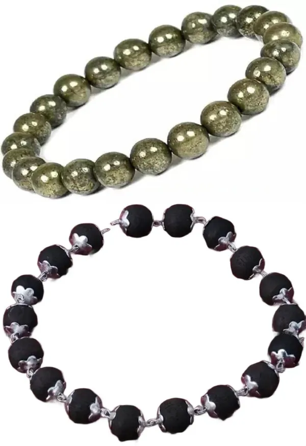 Multiagate_Pyrite,_Wood_Bracelet_Set_(Pack_of_2)