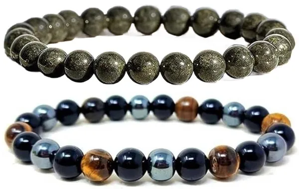 Multiagate_Pyrite,_Stone,_Tiger's_Eye,_Black_Obsidian_Bracelet_Set_(Pack_of_2)