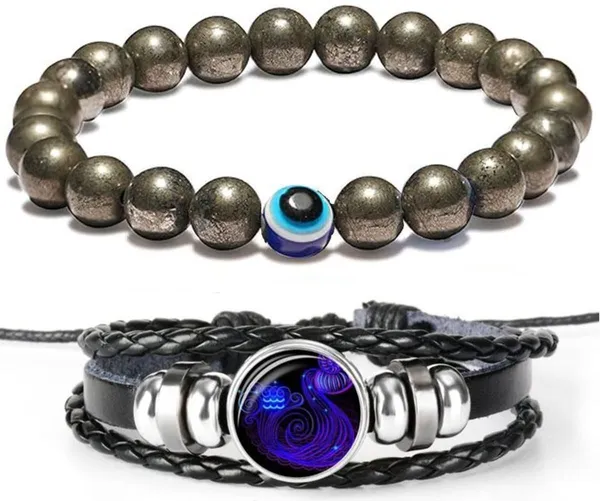 Multiagate_Stone,_Leather_Bracelet_Set_(Pack_of_2)