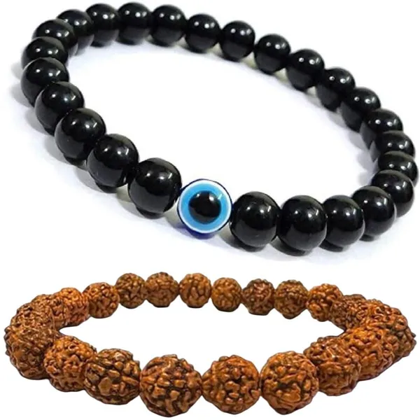 Multiagate_Rudraksha,_Evil_Eye_Bracelet_Set_(Pack_of_2)