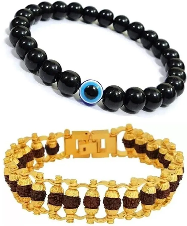 Multiagate_Rudraksha,_Evil_Eye_Bracelet_Set_(Pack_of_2)