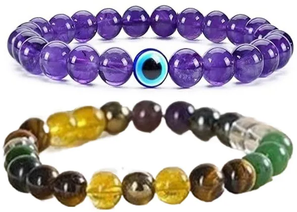 Multiagate_Pyrite,_Hematite,_Green_Aventurine,_Amethyst,_Crystal,_Tiger's_Eye,_Citrine_Bracelet_Set_(Pack_of_2)