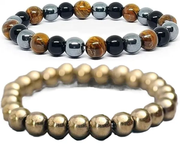 Multiagate_Pyrite,_Crystal,_Tiger's_Eye,_Black_Obsidian_Bracelet_Set_(Pack_of_2)